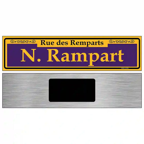 N. Rampart Purple Novelty Metal Street Sign 6" x 1.5" (KM)