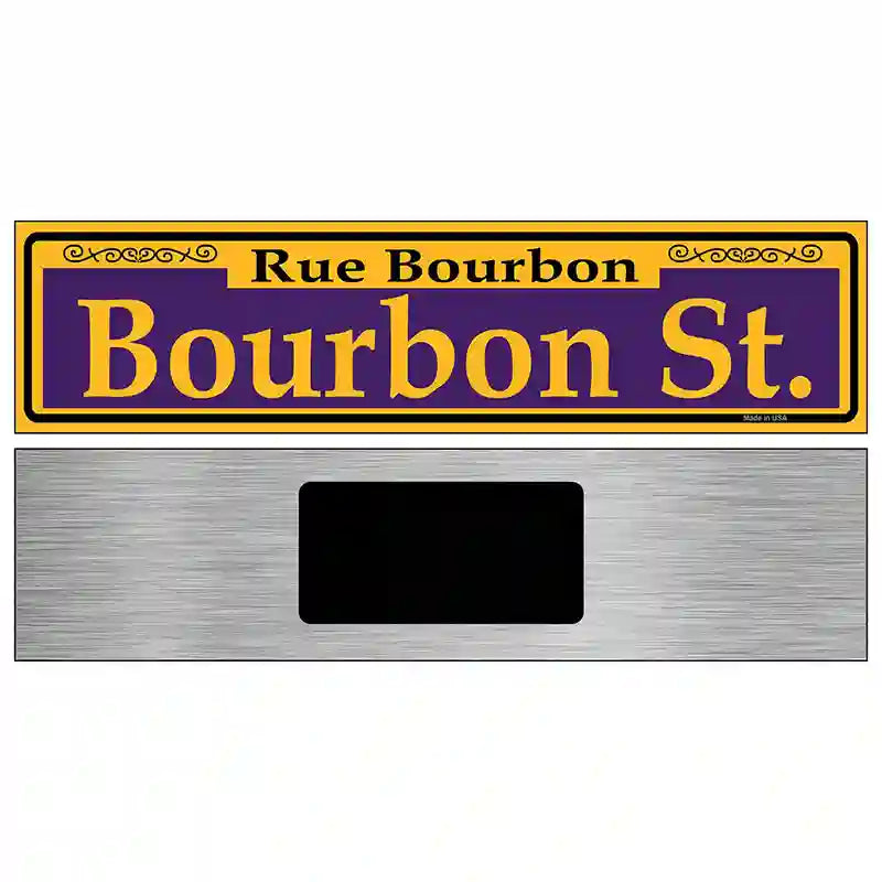 Bourbon St. Purple Novelty Metal Street Sign 6" x 1.5" (KM)