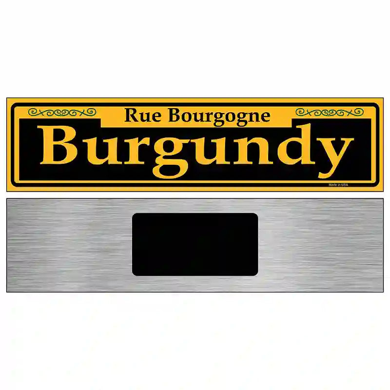 Burgundy Yellow Novelty Metal Street Sign 6" x 1.5" (KM)