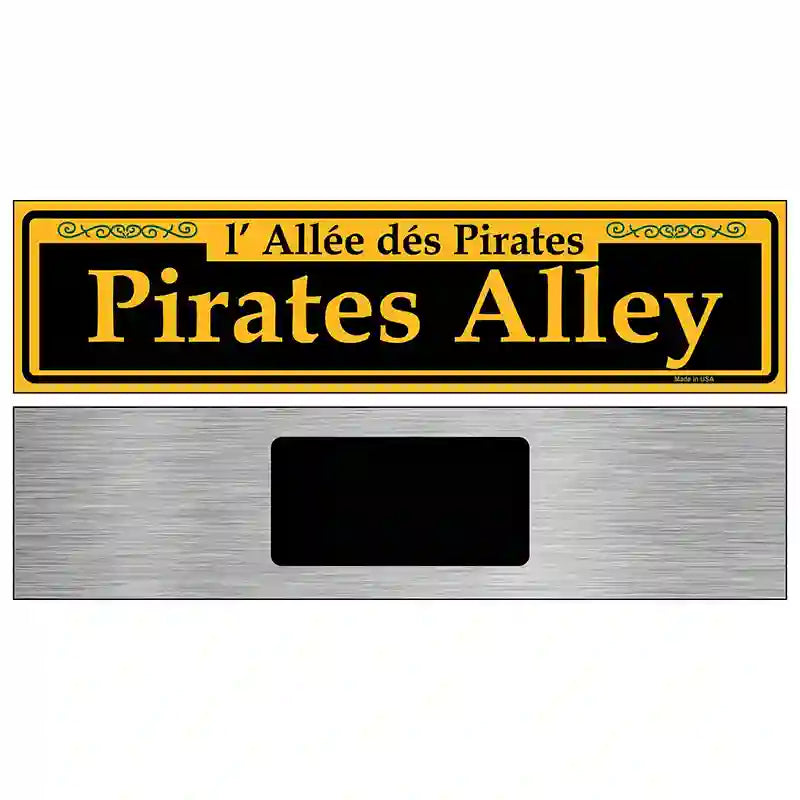 Pirates Alley Yellow Novelty Metal Street Sign 6" x 1.5" (KM)