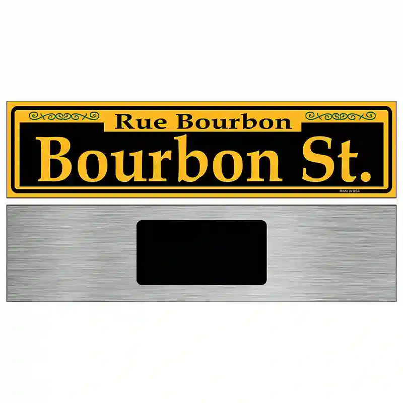 Bourbon St. Yellow Novelty Metal Street Sign 6" x 1.5" (KM)