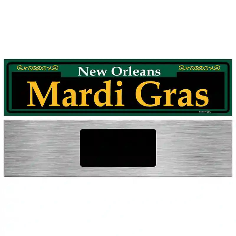 Mardi Gras Green Novelty Metal Street Sign 6" x 1.5" (KM)