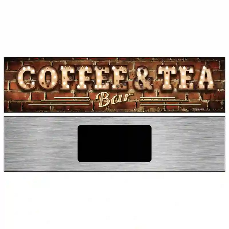 Coffee and Tea Bulb Lettering Novelty Metal Street Sign 6" x 1.5" (KM)