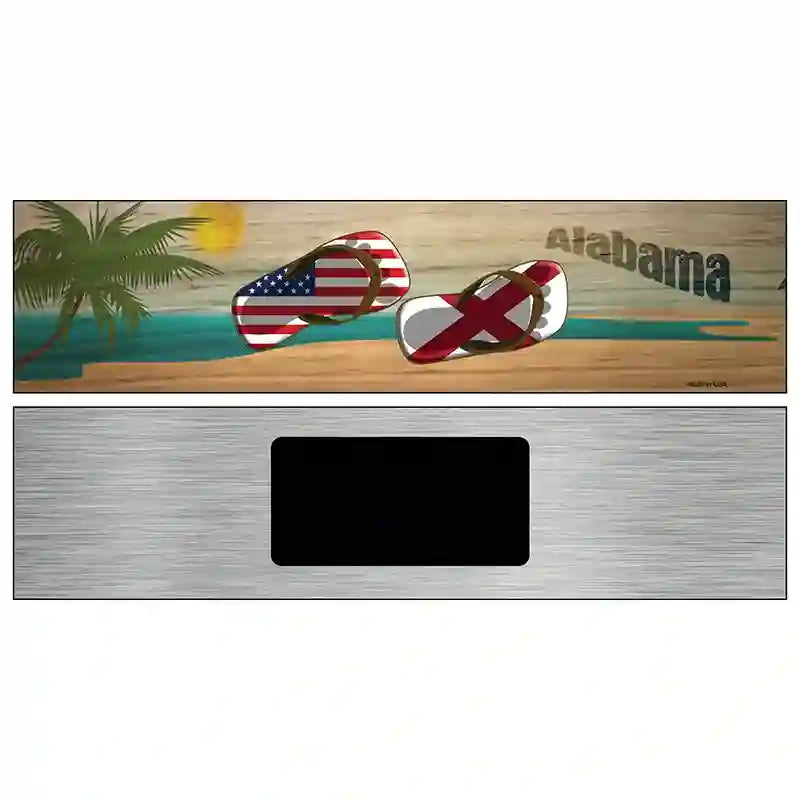 Alabama Flag and US Flag Novelty Metal Street Sign 6" x 1.5" (KM)