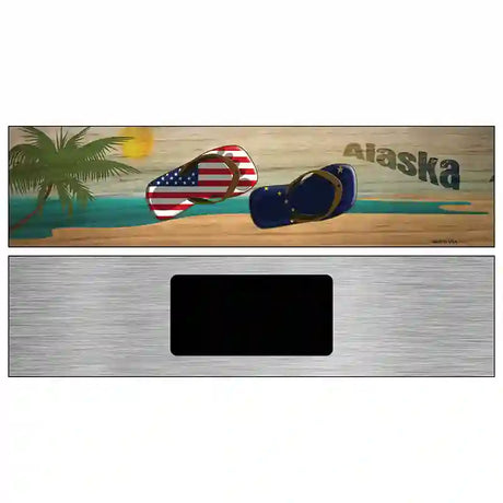 Alaska Flag and US Flag Novelty Metal Street Sign 6" x 1.5" (KM)