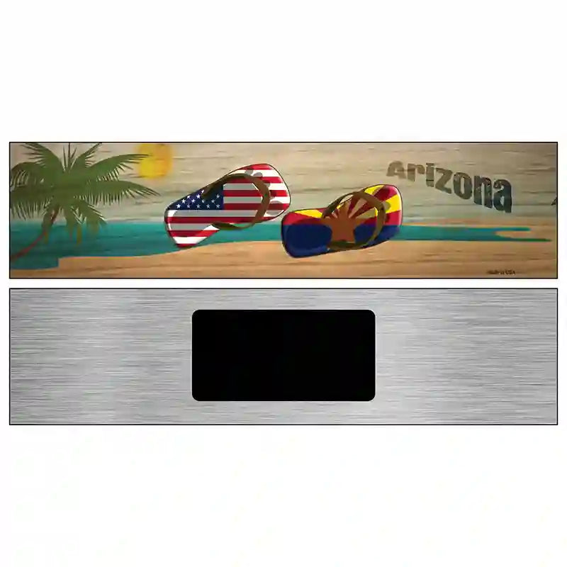 Arizona Flag and US Flag Novelty Metal Street Sign 6" x 1.5" (KM)