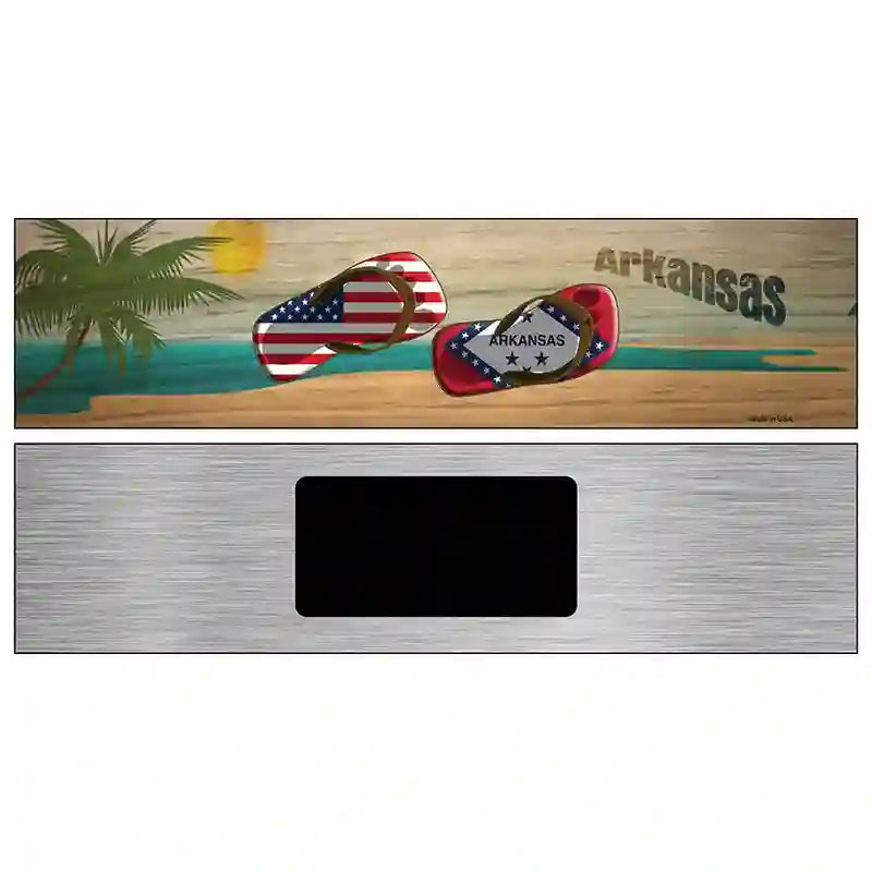 Arkansas Flag and US Flag Novelty Metal Street Sign 6" x 1.5" (KM)