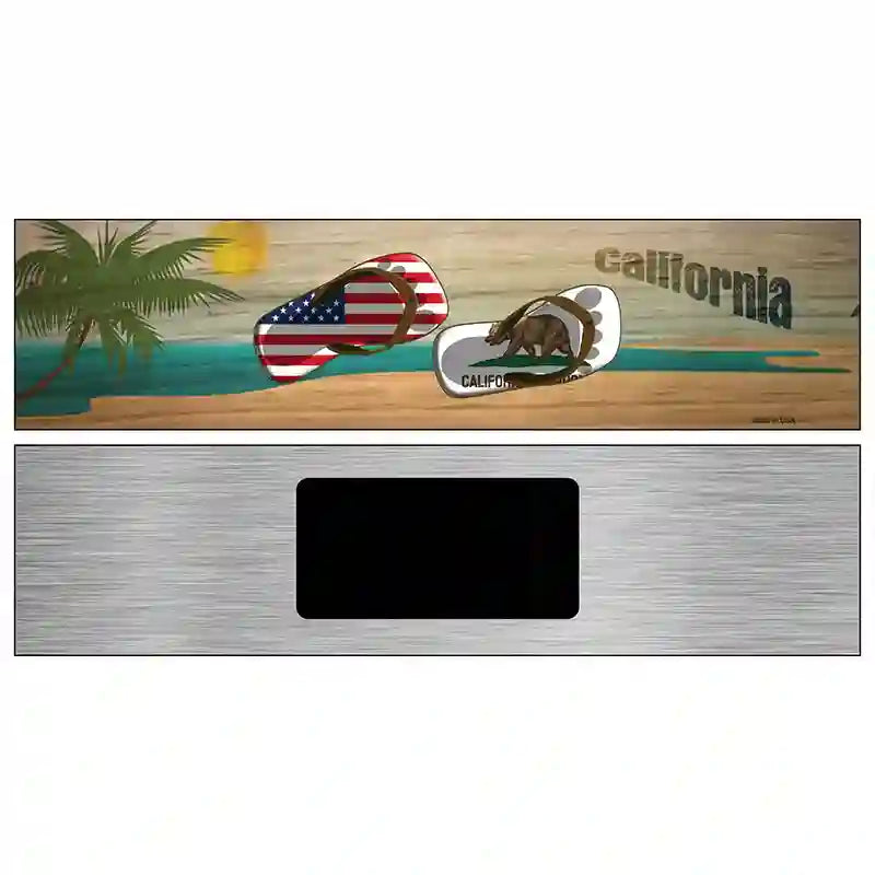 California Flag and US Flag Novelty Metal Street Sign 6" x 1.5" (KM)