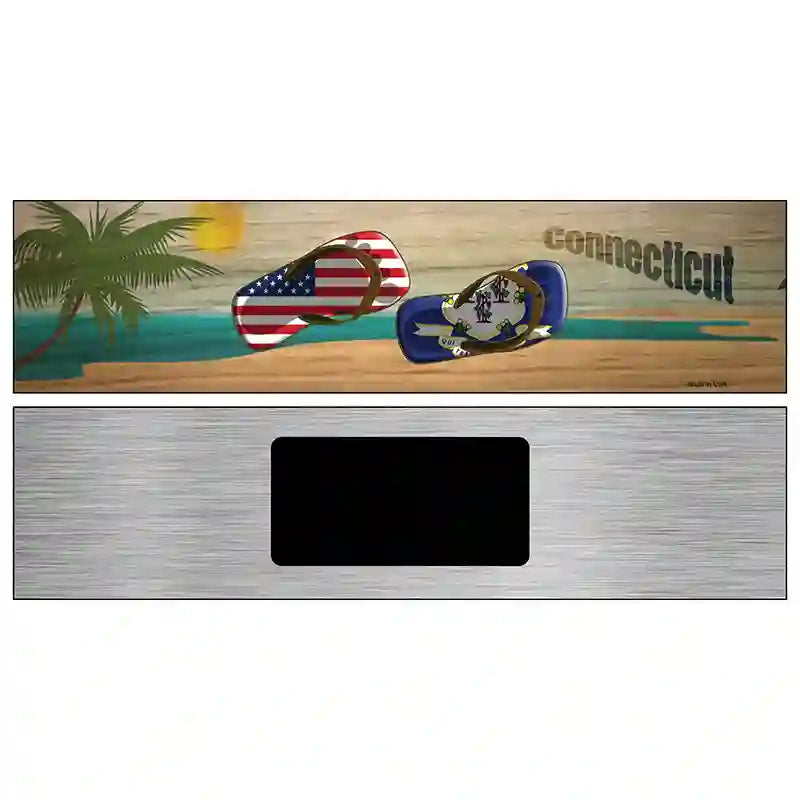 Connecticut Flag and US Flag Novelty Metal Street Sign 6" x 1.5" (KM)