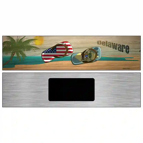 Delaware Flag and US Flag Novelty Metal Street Sign 6" x 1.5" (KM)