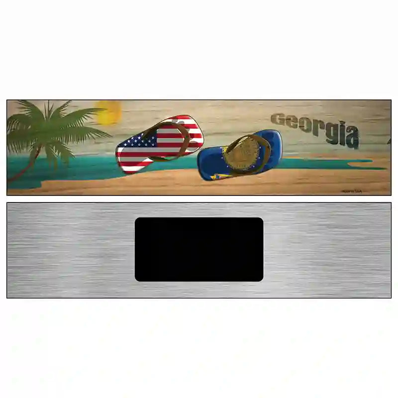 Georgia Flag and US Flag Novelty Metal Street Sign 6" x 1.5" (KM)