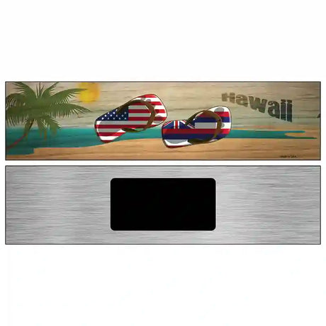 Hawaii Flag and US Flag Novelty Metal Street Sign 6" x 1.5" (KM)