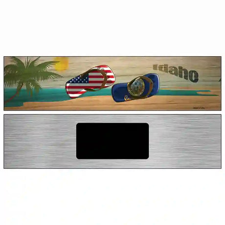 Idaho Flag and US Flag Novelty Metal Street Sign 6" x 1.5" (KM)