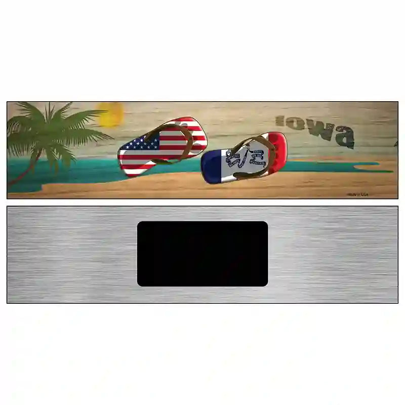 Iowa Flag and US Flag Novelty Metal Street Sign 6" x 1.5" (KM)