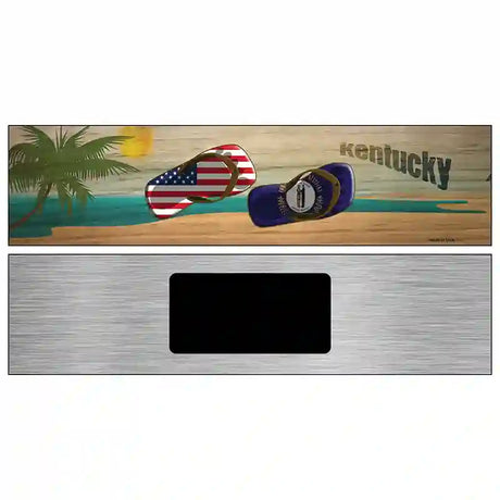 Kentucky Flag and US Flag Novelty Metal Street Sign 6" x 1.5" (KM)