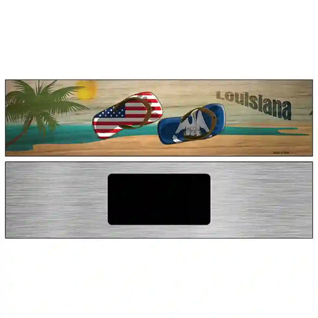 Louisiana Flag and US Flag Novelty Metal Street Sign 6" x 1.5" (KM)