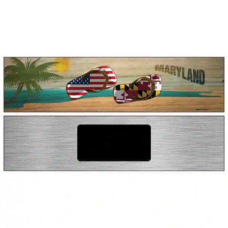 Maryland Flag and US Flag Novelty Metal Street Sign 6" x 1.5" (KM)