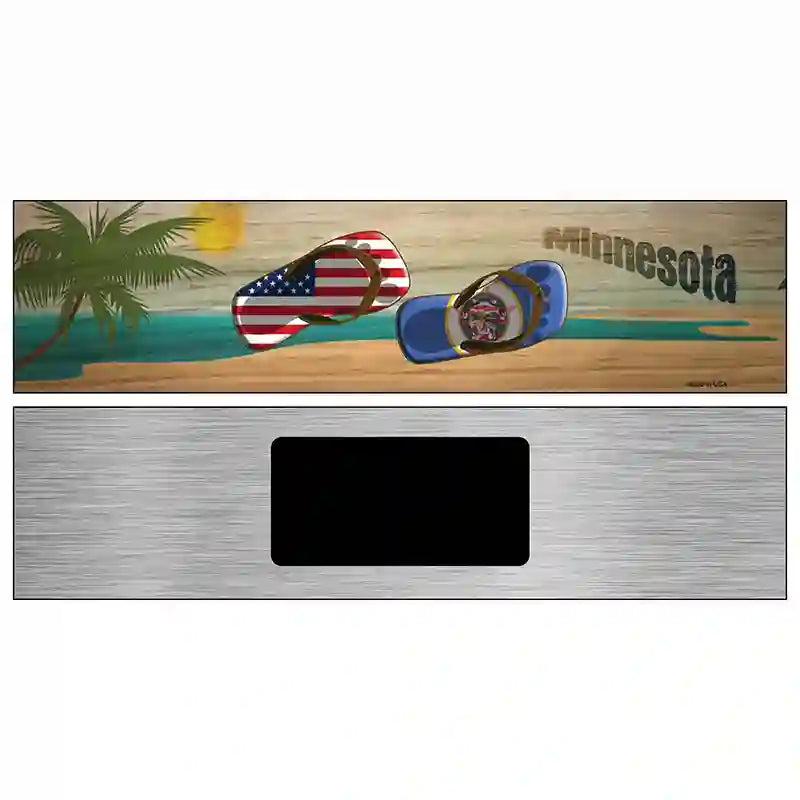 Minnesota Flag and US Flag Novelty Metal Street Sign 6" x 1.5" (KM)