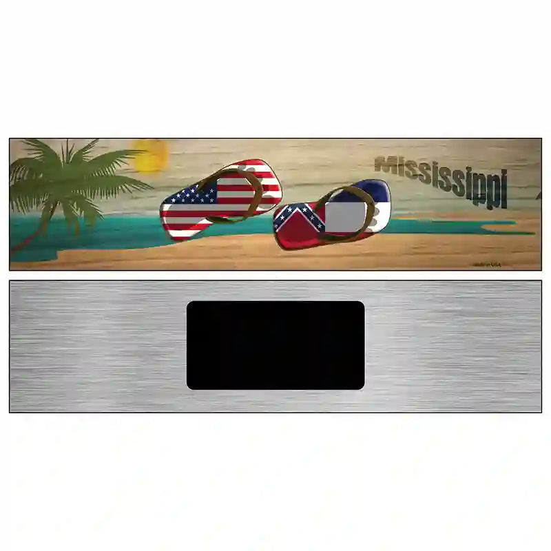 Mississippi Flag and US Flag Novelty Metal Street Sign 6" x 1.5" (KM)