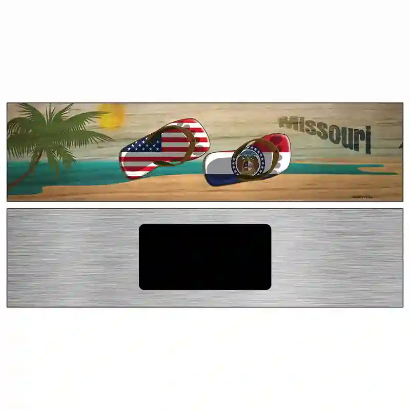 Missouri Flag and US Flag Novelty Metal Street Sign 6" x 1.5" (KM)