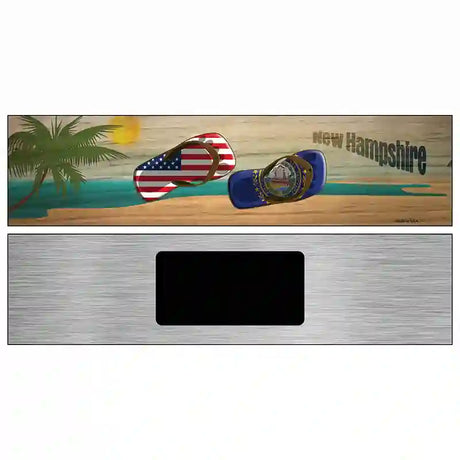 Hew Hampshire Flag and US Flag Novelty Metal Street Sign 6" x 1.5" (KM)