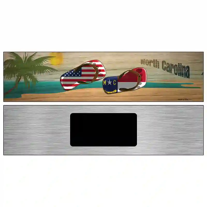 North Carolina Flag and US Flag Novelty Metal Street Sign 6" x 1.5" (KM)