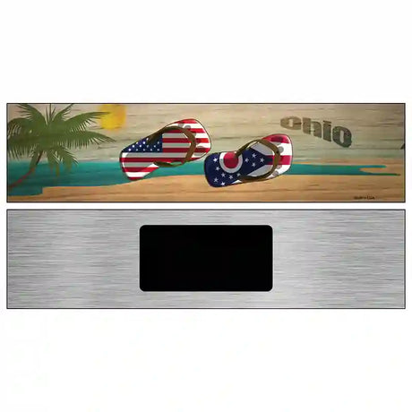 Ohio Flag and US Flag Novelty Metal Street Sign 6" x 1.5" (KM)