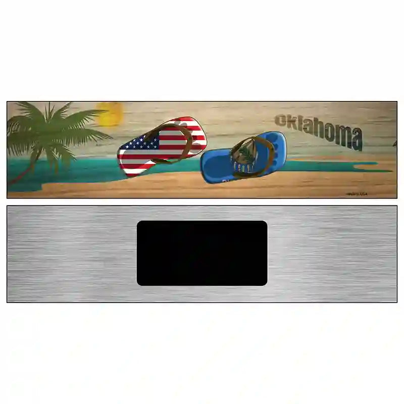 Oklahoma Flag and US Flag Novelty Metal Street Sign 6" x 1.5" (KM)