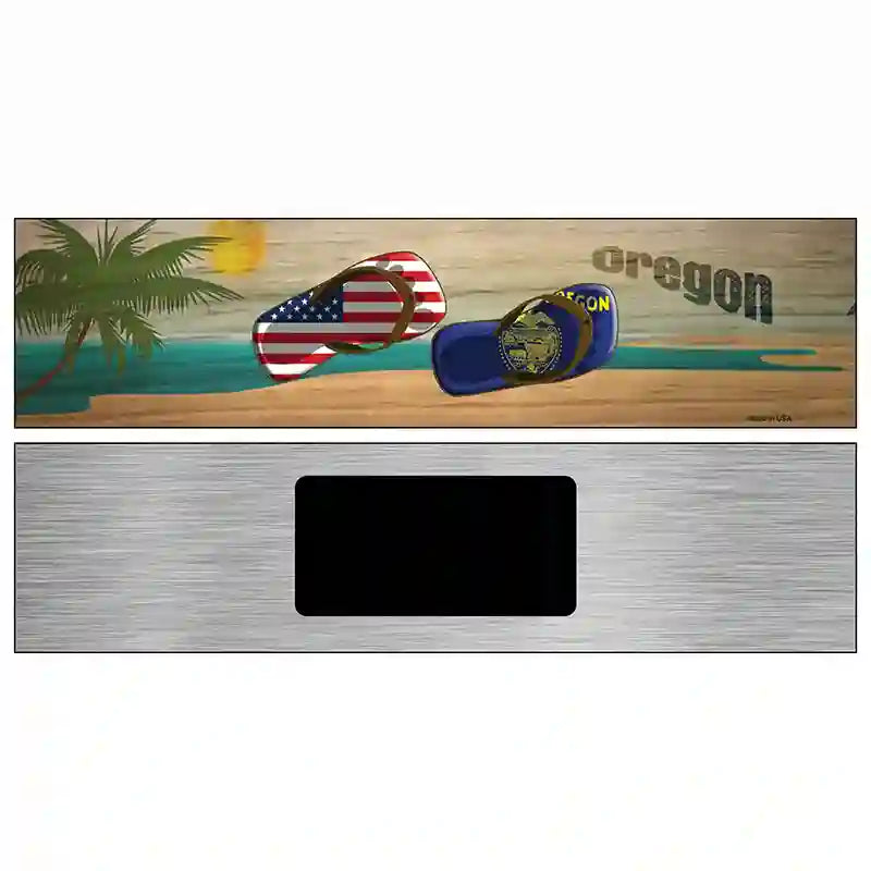 Oregon Flag and US Flag Novelty Metal Street Sign 6" x 1.5" (KM)