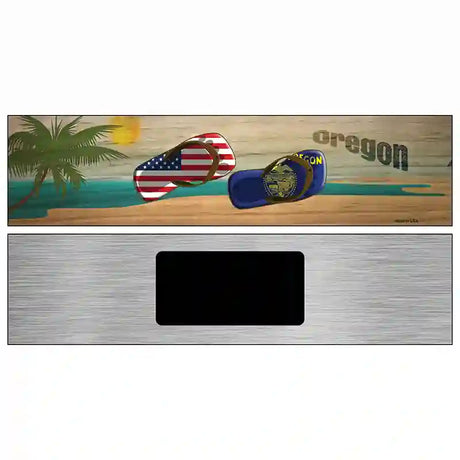 Oregon Flag and US Flag Novelty Metal Street Sign 6" x 1.5" (KM)