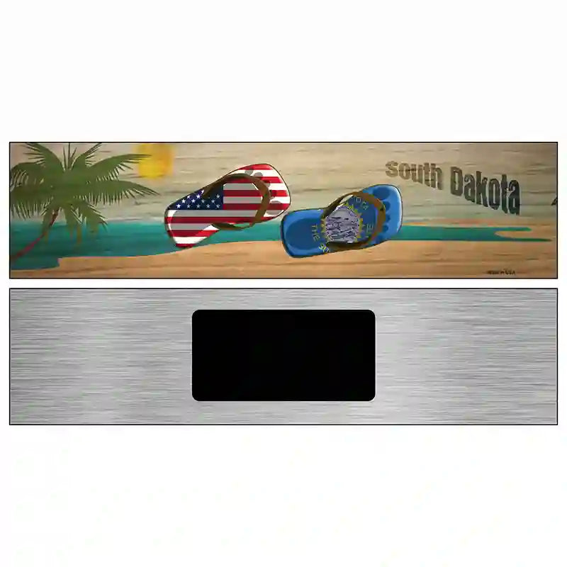 South Dakota Flag and US Flag Novelty Metal Street Sign 6" x 1.5" (KM)