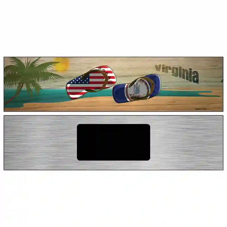 Virginia Flag and US Flag Novelty Metal Street Sign 6" x 1.5" (KM)