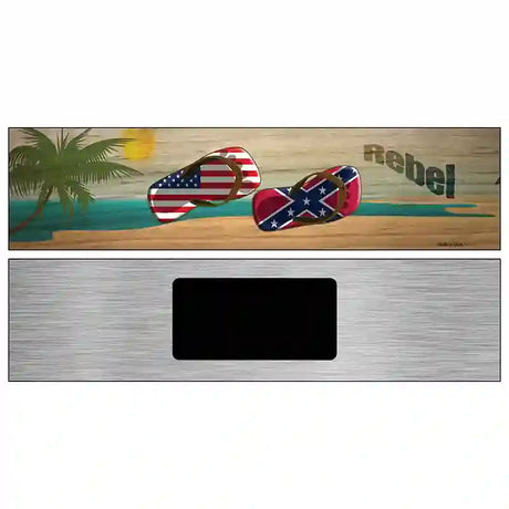 Confederate Flag and US Flag Novelty Metal Street Sign 6" x 1.5" (KM)