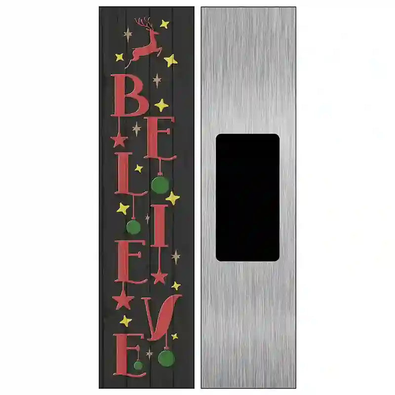 Believe Reindeer Black Novelty Metal Street Sign 6" x 1.5" (KM)