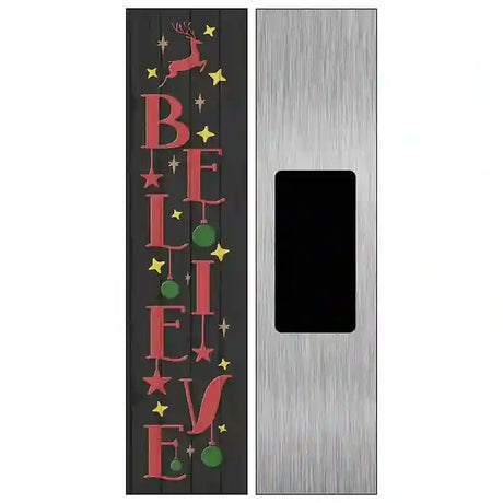 Believe Reindeer Black Novelty Metal Street Sign 6" x 1.5" (KM)