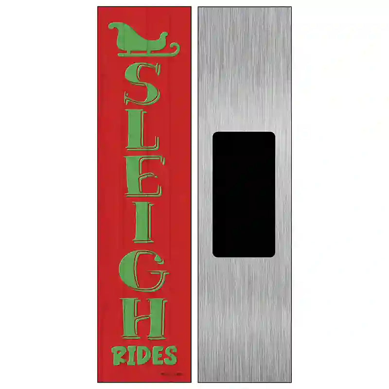 Sleigh Rides Red Novelty Metal Street Sign 6" x 1.5" (KM)