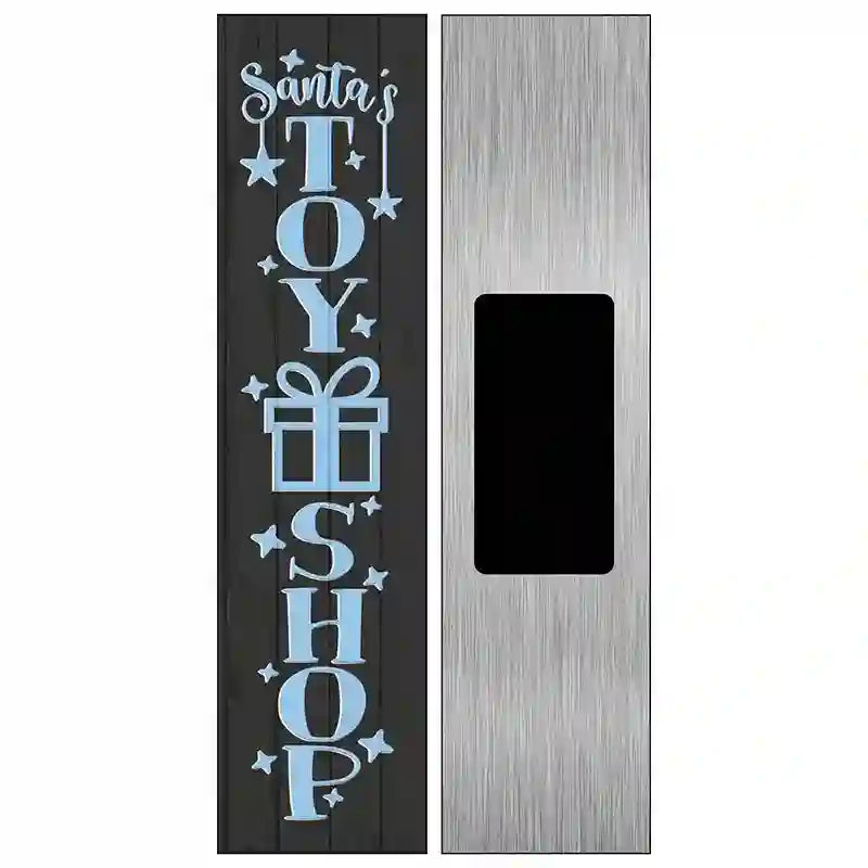 Santas Toy Shop Black Novelty Metal Street Sign 6" x 1.5" (KM)