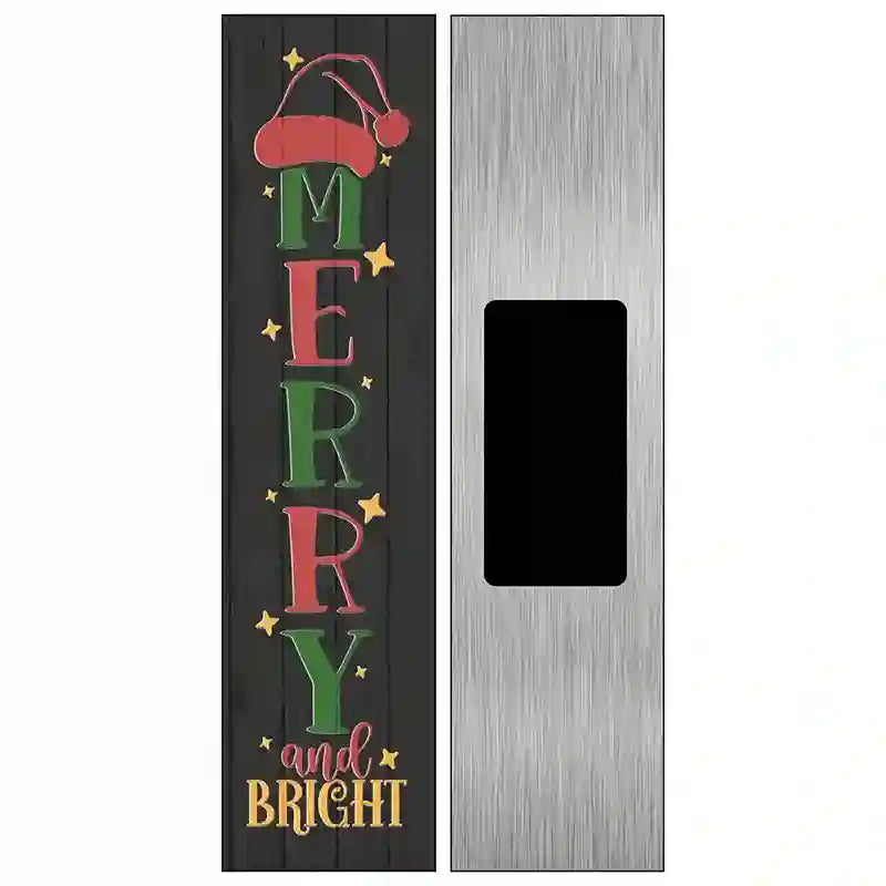 Merry and Bright Black Novelty Metal Street Sign 6" x 1.5" (KM)