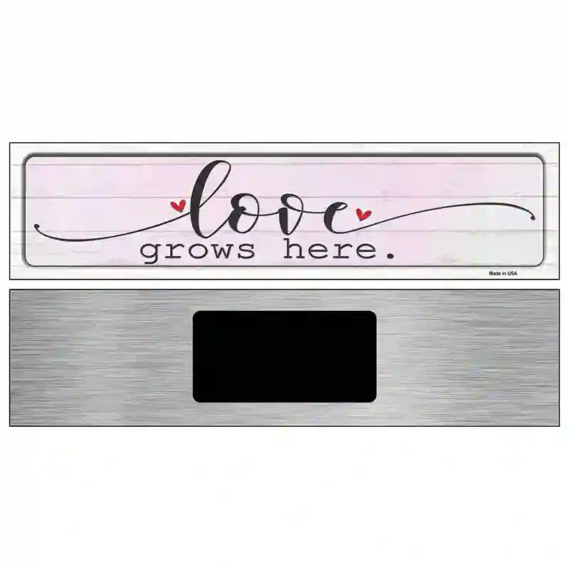 Love Grows Here Heart Novelty Metal Street Sign 6" x 1.5" (KM)