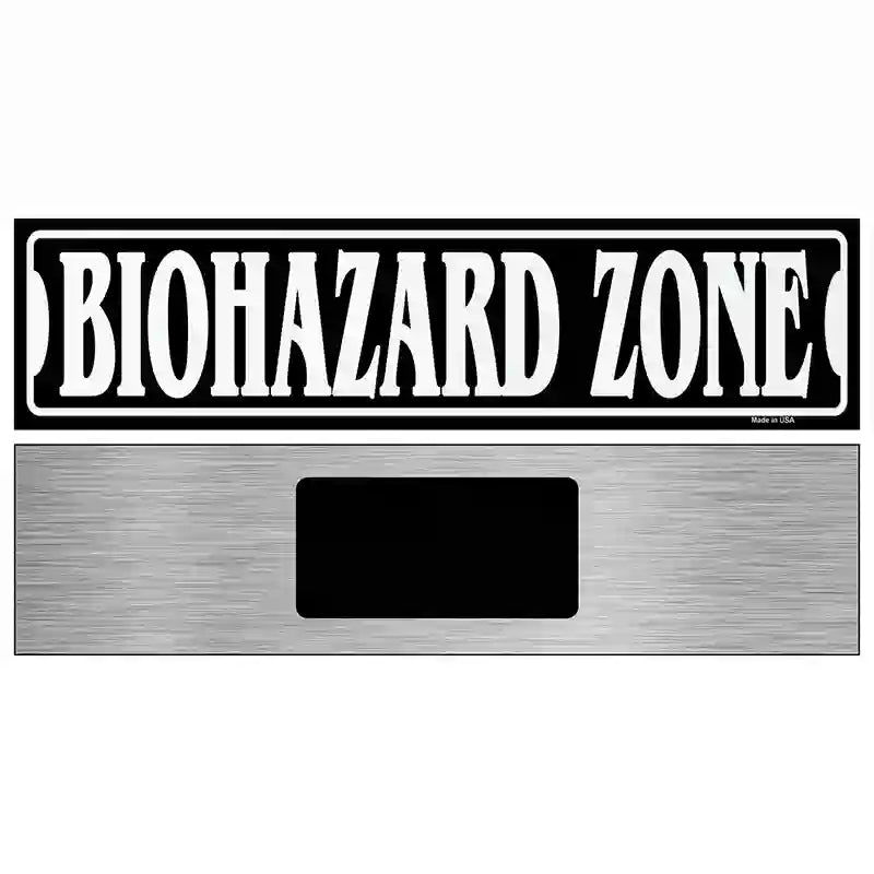 Biohazard Zone Novelty Metal Street Sign 6" x 1.5" (KM)