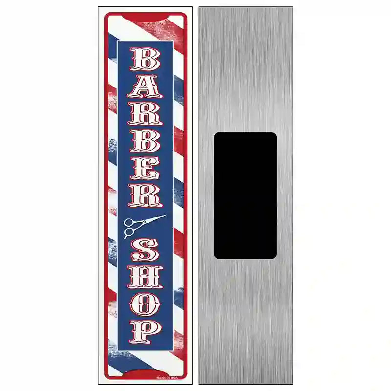 Barber Shop Vertical Novelty Metal Street Sign 6" x 1.5" (KM)