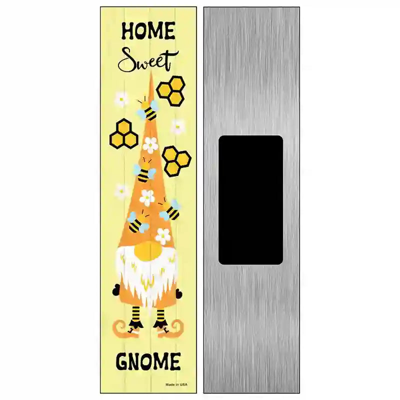 Home Sweet Gnome Bee Vertical Novelty Metal Street Sign 6" x 1.5" (KM)