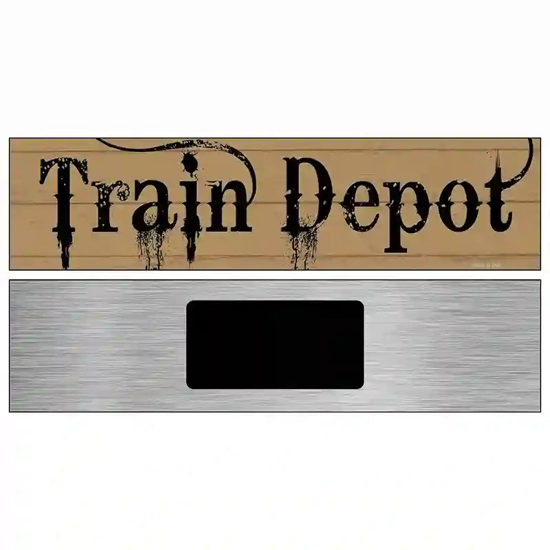 Train Depot Streaked Novelty Metal Street Sign 6" x 1.5" (KM)