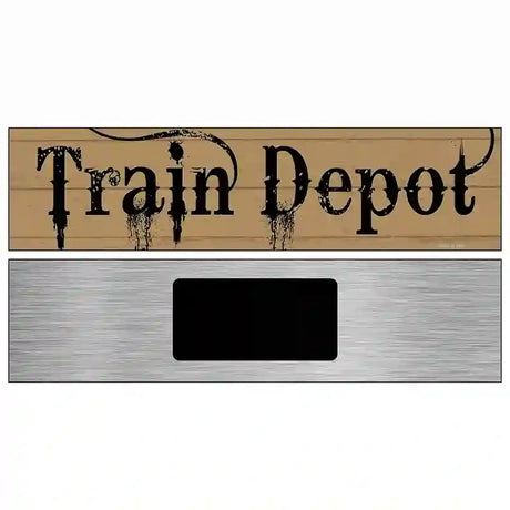 Train Depot Streaked Novelty Metal Street Sign 6" x 1.5" (KM)