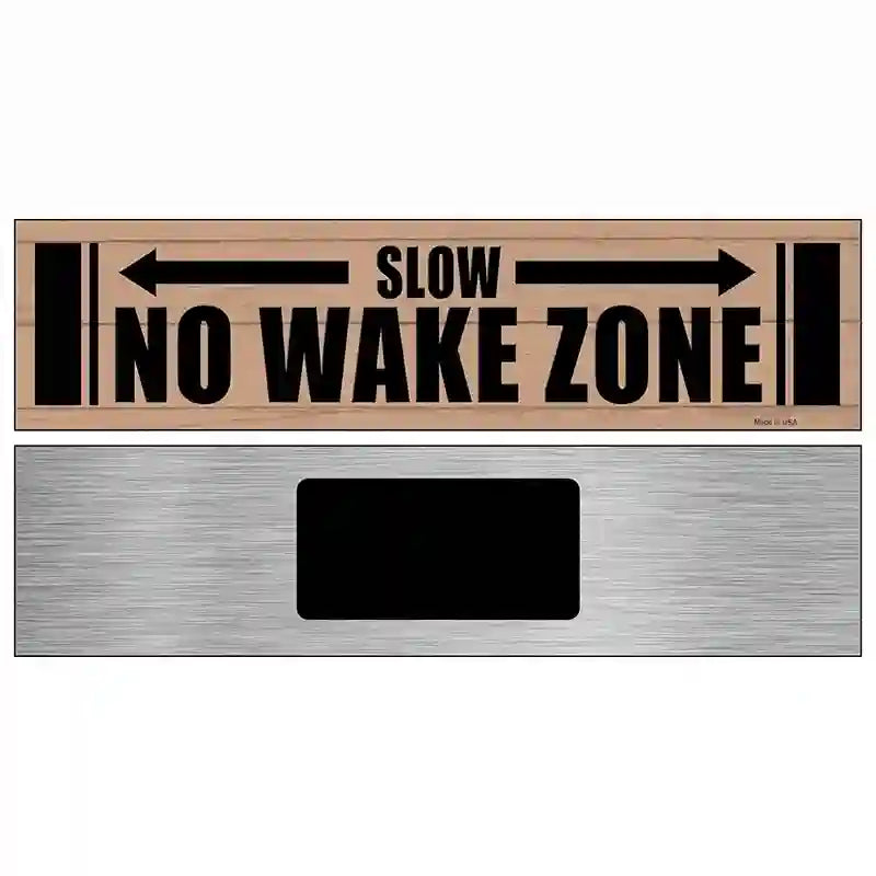 No Wake Zone Wooden Novelty Metal Street Sign 6" x 1.5" (KM)