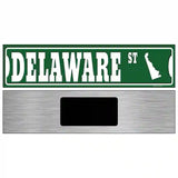 Delaware St Silhouette Novelty Metal Street Sign 6" x 1.5" (KM)