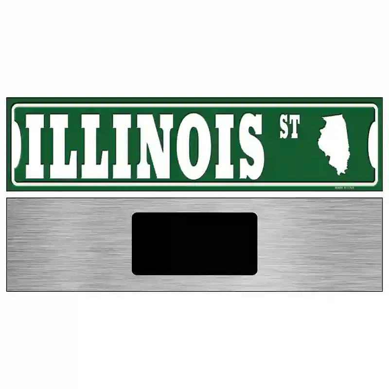 Illinois St Silhouette Novelty Metal Street Sign 6" x 1.5" (KM)