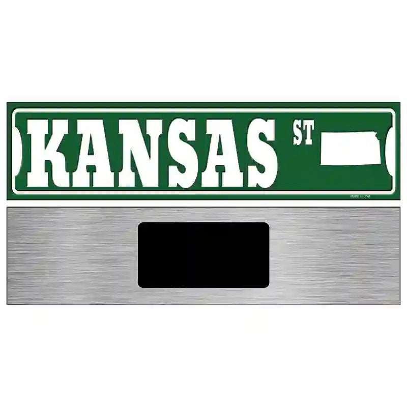 Kansas St Silhouette Novelty Metal Street Sign 6" x 1.5" (KM)