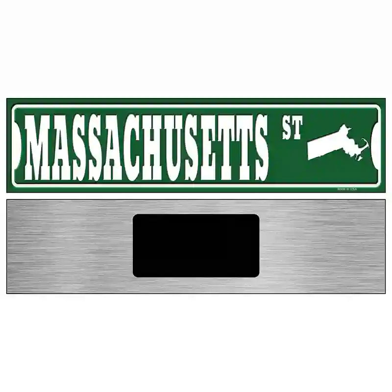 Massachusetts St Silhouette Novelty Metal Street Sign 6" x 1.5" (KM)