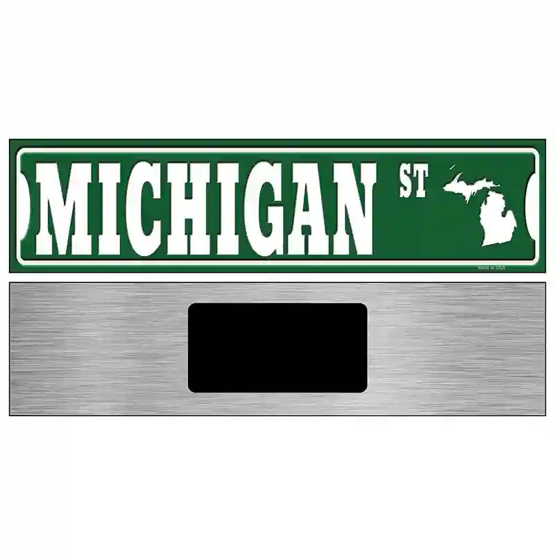 Michigan St Silhouette Novelty Metal Street Sign 6" x 1.5" (KM)